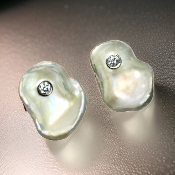 Diamond Fresh Water Pearl Cufflinks 14k Gold 0.45 TCW Designer Certified $2,490 - Picture 11 of 14